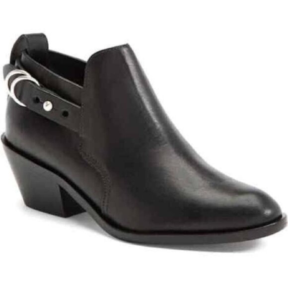 * Rag & Bone Sullivan Black Leather Western Ankle Boots Size 39.5
